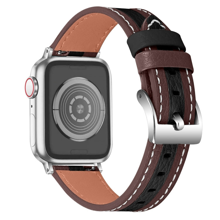 Color Matching Leather Watchband For Apple Watch Series