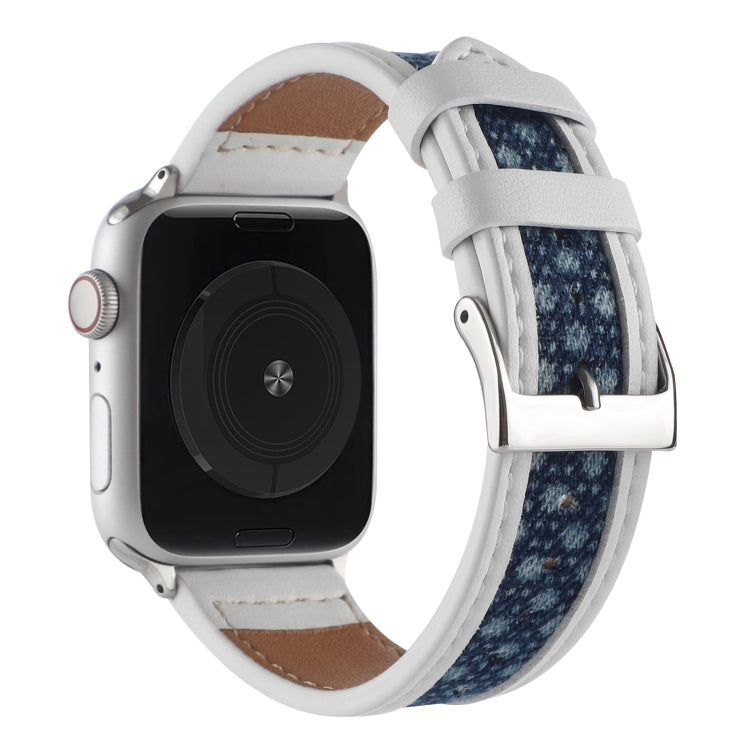 Canvas Leather Watchband For Apple Watch Series