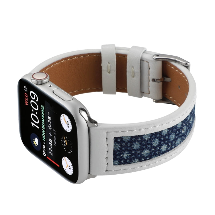 Canvas Leather Watchband For Apple Watch Series