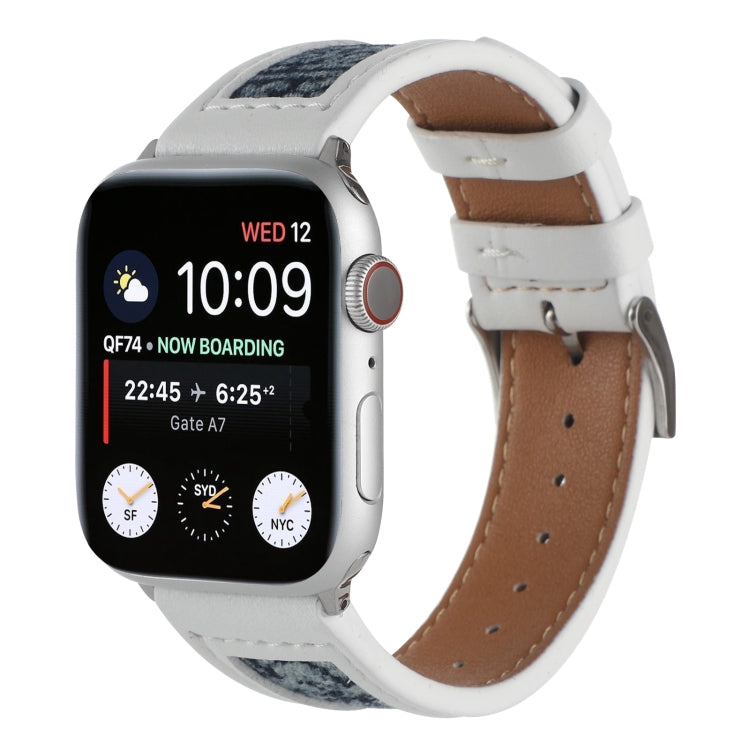 Canvas Leather Watchband For Apple Watch Series