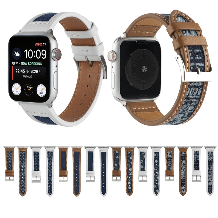 Canvas Leather Watchband For Apple Watch Series