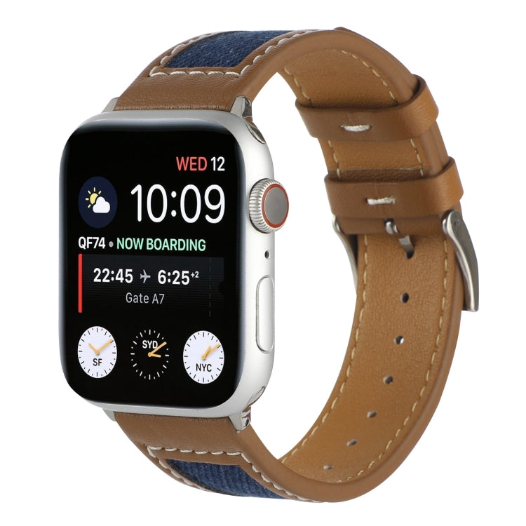 Canvas Leather Watchband For Apple Watch Series