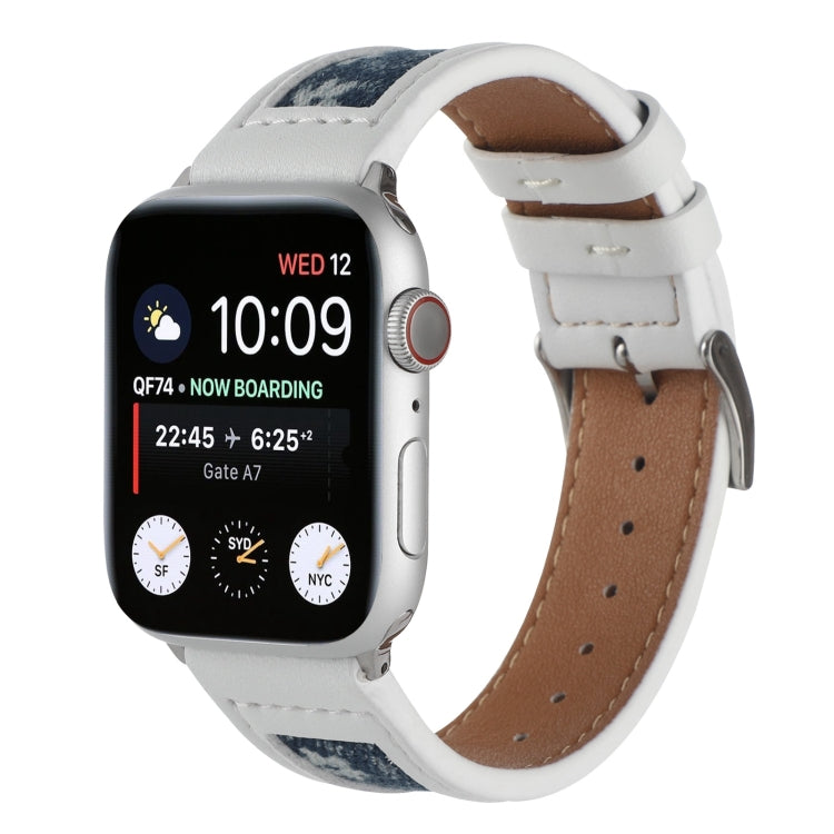 Canvas Leather Watchband For Apple Watch Series