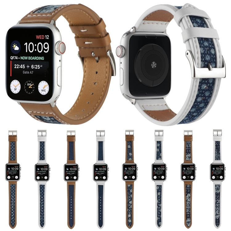 Canvas Leather Watchband For Apple Watch Series