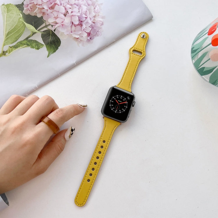 Flat Texture Leather Watchband For Apple Watch Series