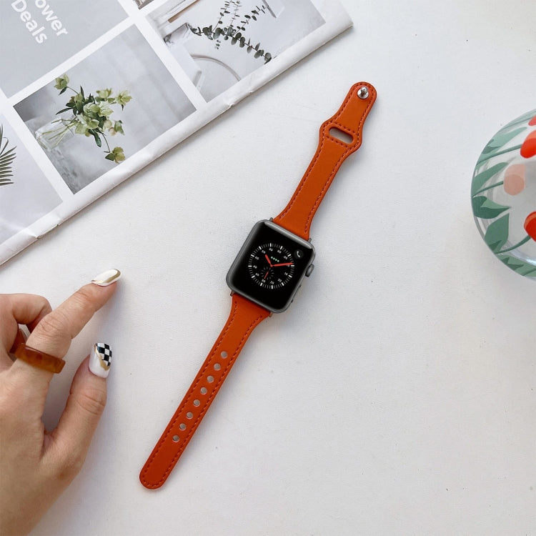 Flat Texture Leather Watchband For Apple Watch Series