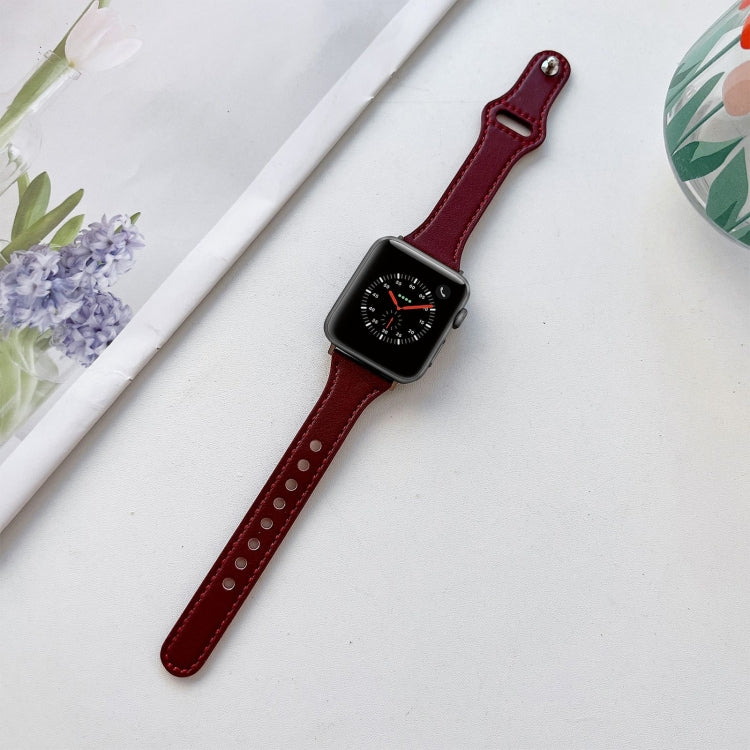 Flat Texture Leather Watchband For Apple Watch Series