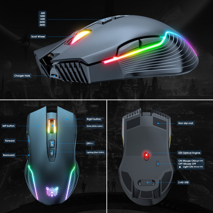 ONIKUMA CW905 2.4G RGB Lighting Wireless Mouse My Store