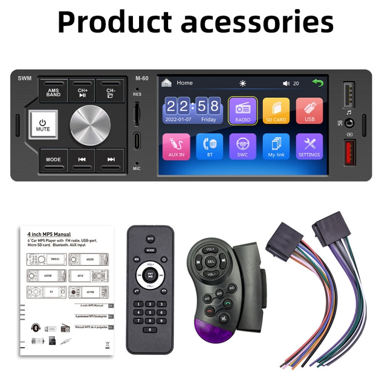 4.0 inch Touch Screen Car Radio Receiver Bluetooth MP5 Player with Remote Control