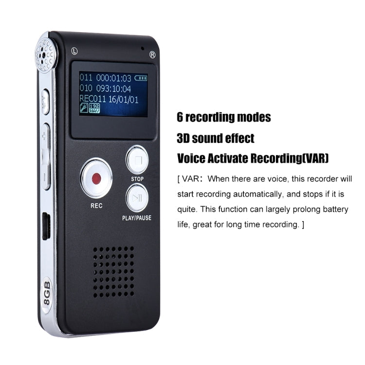 USB Dictaphone Digital Audio Voice Recorder with WAV MP3 Player VAR Function