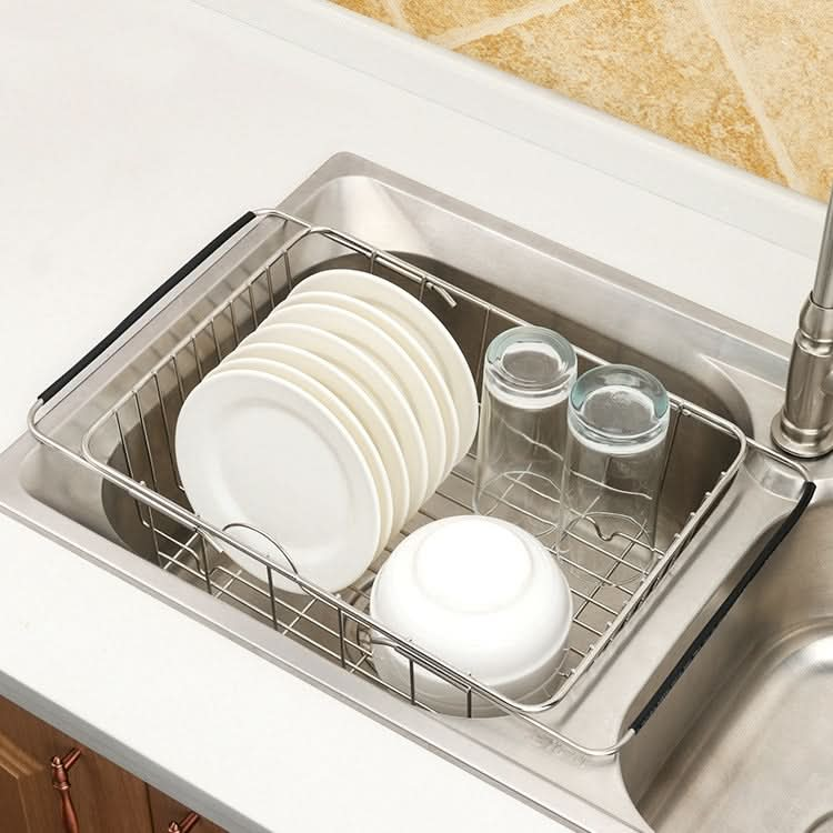 Kitchen Dish Drainer Sink Drain Basket Washing Vegetable Fruit Drying Holder Stainless Steel Adjustable Rack Reluova