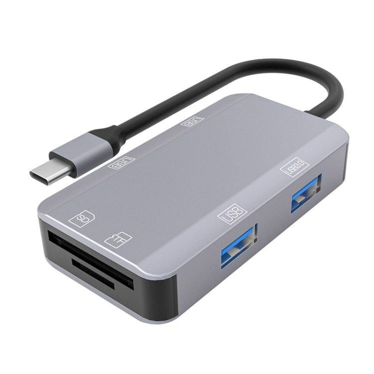 NK-3049H 6 in 1 USB-C / Type-C to TF / SD Card Slot + USB 3.0 + 3 USB 2.0 Female Adapter My Store