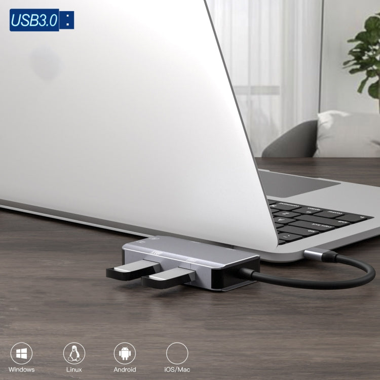 NK-3049H 6 in 1 USB-C / Type-C to TF / SD Card Slot + USB 3.0 + 3 USB 2.0 Female Adapter My Store