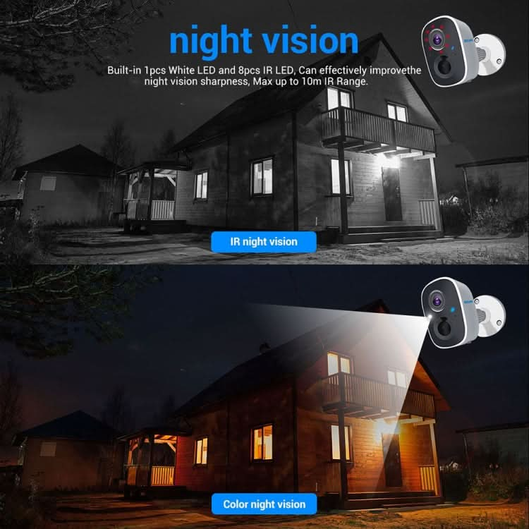 ESCAM G14 Rechargeable 1080P Full HD AI Recognition Infrared Night Vision WiFi Camera Reluova