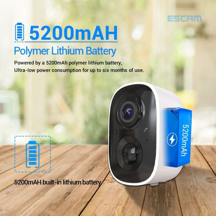 ESCAM G14 Rechargeable 1080P Full HD AI Recognition Infrared Night Vision WiFi Camera Reluova