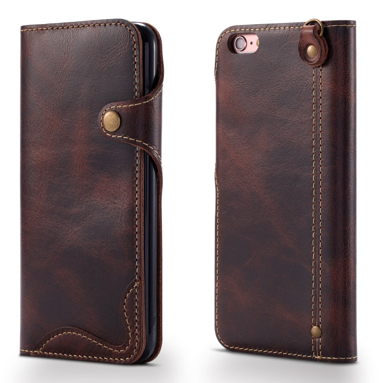 Denior Oil Wax Cowhide Magnetic Button Horizontal Flip Leather Case with Card Slots & Wallet, Series 2 My Store