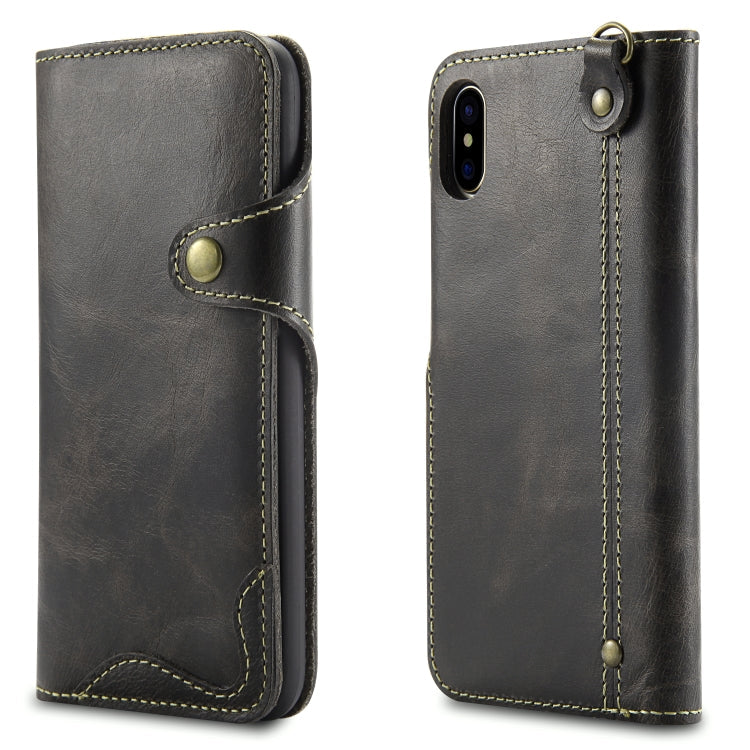 Denior Oil Wax Cowhide Magnetic Button Horizontal Flip Leather Case with Card Slots & Wallet, Series 3 My Store