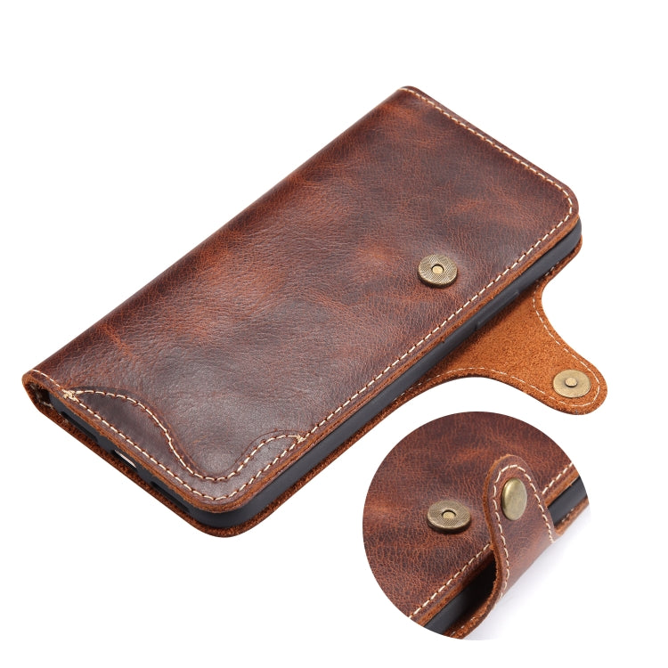 Denior Oil Wax Cowhide Magnetic Button Horizontal Flip Leather Case with Card Slots & Wallet, Series 3 My Store