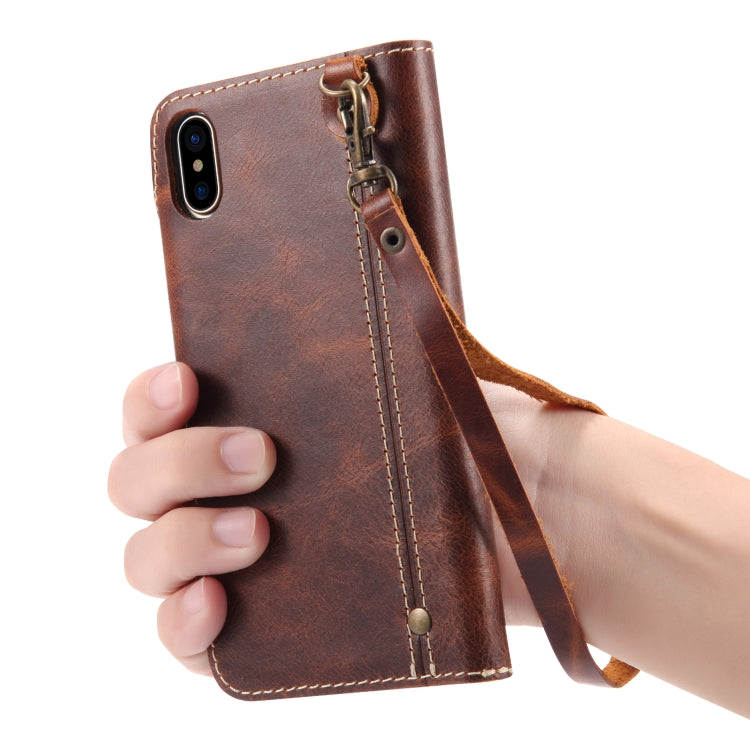 Denior Oil Wax Cowhide Magnetic Button Horizontal Flip Leather Case with Card Slots & Wallet, Series 3 My Store