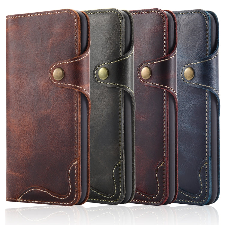 Denior Oil Wax Cowhide Magnetic Button Horizontal Flip Leather Case with Card Slots & Wallet, Series 3 My Store