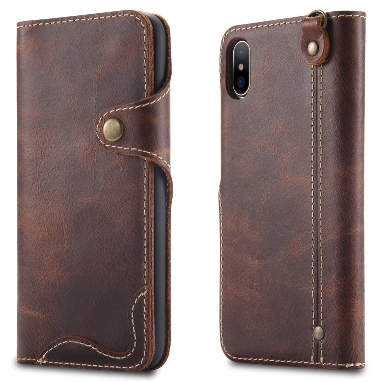 Denior Oil Wax Cowhide Magnetic Button Horizontal Flip Leather Case with Card Slots & Wallet, Series 3 My Store