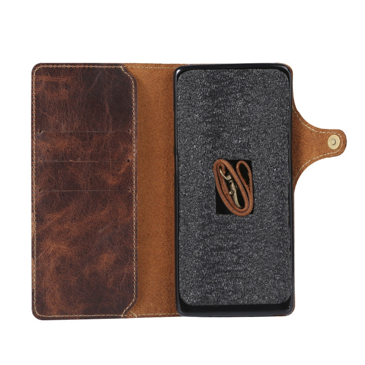 Denior Oil Wax Cowhide Magnetic Button Horizontal Flip Leather Case with Card Slots & Wallet, Series 4 My Store