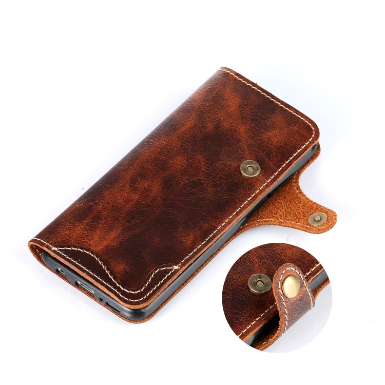 Denior Oil Wax Cowhide Magnetic Button Horizontal Flip Leather Case with Card Slots & Wallet, Series 4 My Store