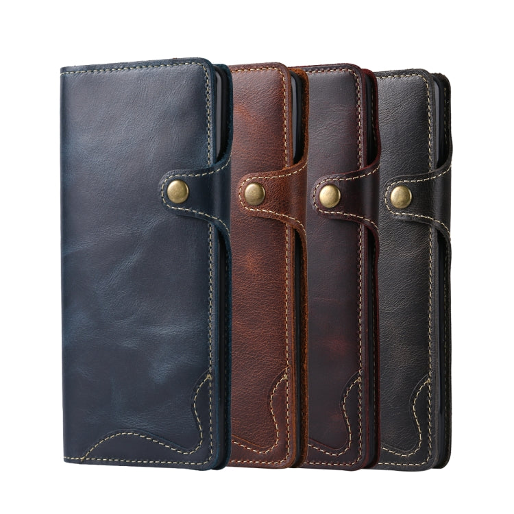 Denior Oil Wax Cowhide Magnetic Button Horizontal Flip Leather Case with Card Slots & Wallet, Series 4 My Store