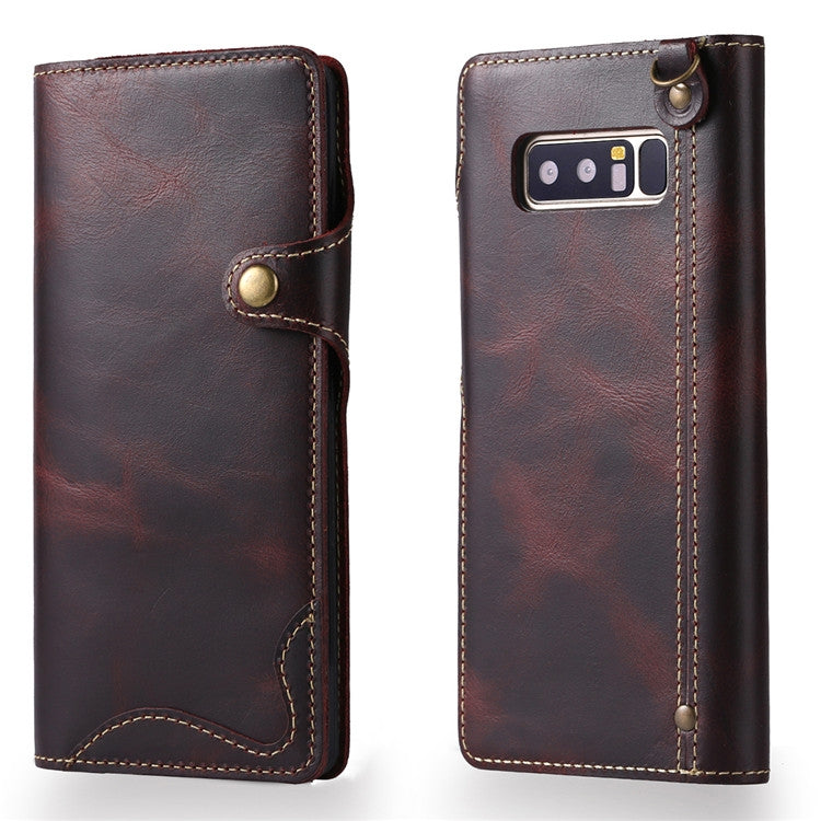 Denior Oil Wax Cowhide Magnetic Button Horizontal Flip Leather Case with Card Slots & Wallet, Series 3 My Store