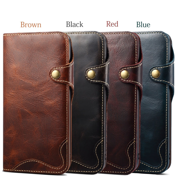 Denior Oil Wax Cowhide Magnetic Button Horizontal Flip Leather Case with Card Slots & Wallet, Series 1 My Store