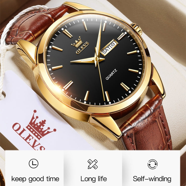 OLEVS 6898 Men Fashion Waterproof Dual Calendar Quartz Watch