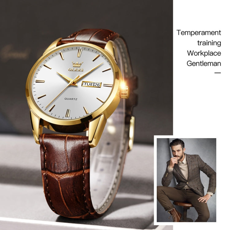 OLEVS 6898 Men Fashion Waterproof Dual Calendar Quartz Watch Reluova