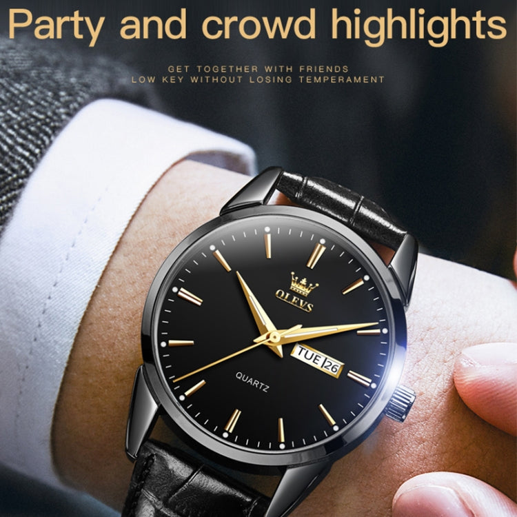 OLEVS 6898 Men Fashion Waterproof Dual Calendar Quartz Watch