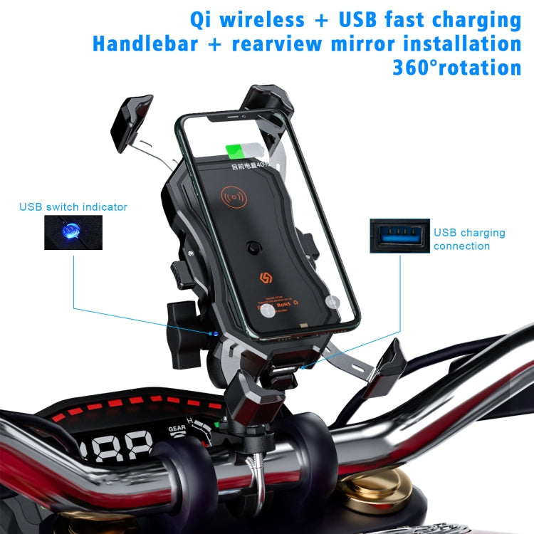 WUPP CS-1288A1 Wireless Charging + Wired Charging One-button Retractable Mobile Phone Stand