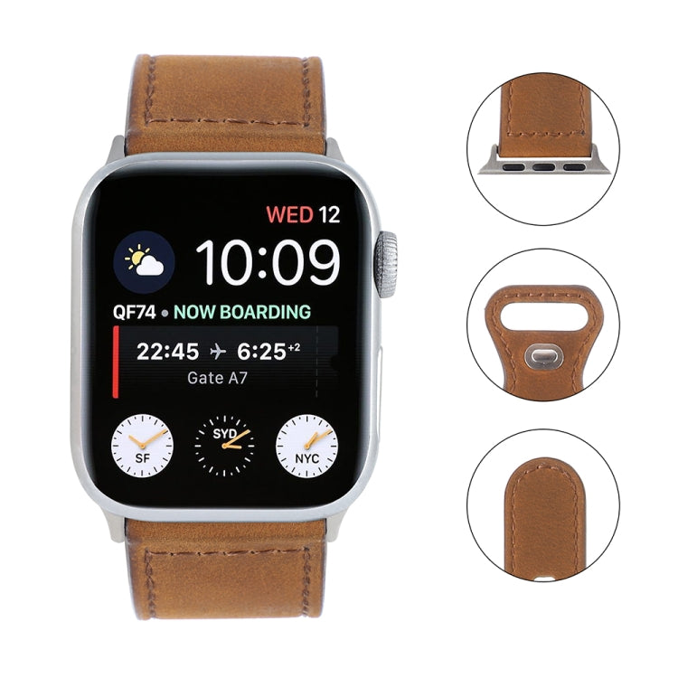 Crazy Horse Leather Butterfly Buckle Watchband For Apple Watch Series