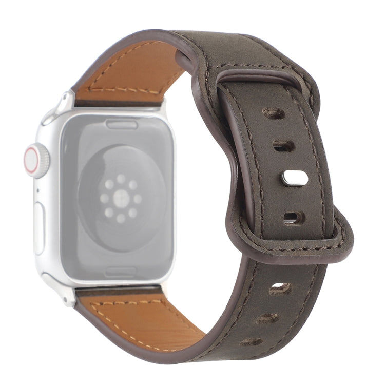 Crazy Horse Leather Butterfly Buckle Watchband For Apple Watch Series