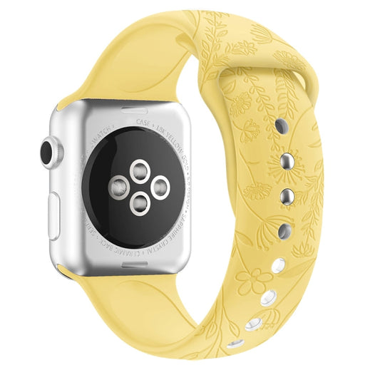 Butterflies Love Flower Embossing Silicone Watchband For Apple Watch Series