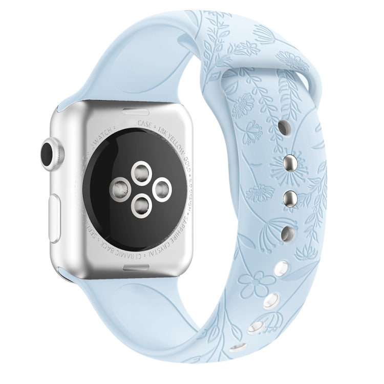 Butterflies Love Flower Embossing Silicone Watchband For Apple Watch Series