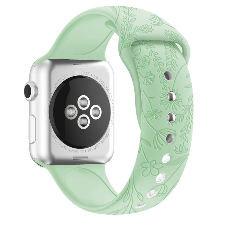 Butterflies Love Flower Embossing Silicone Watchband For Apple Watch Series