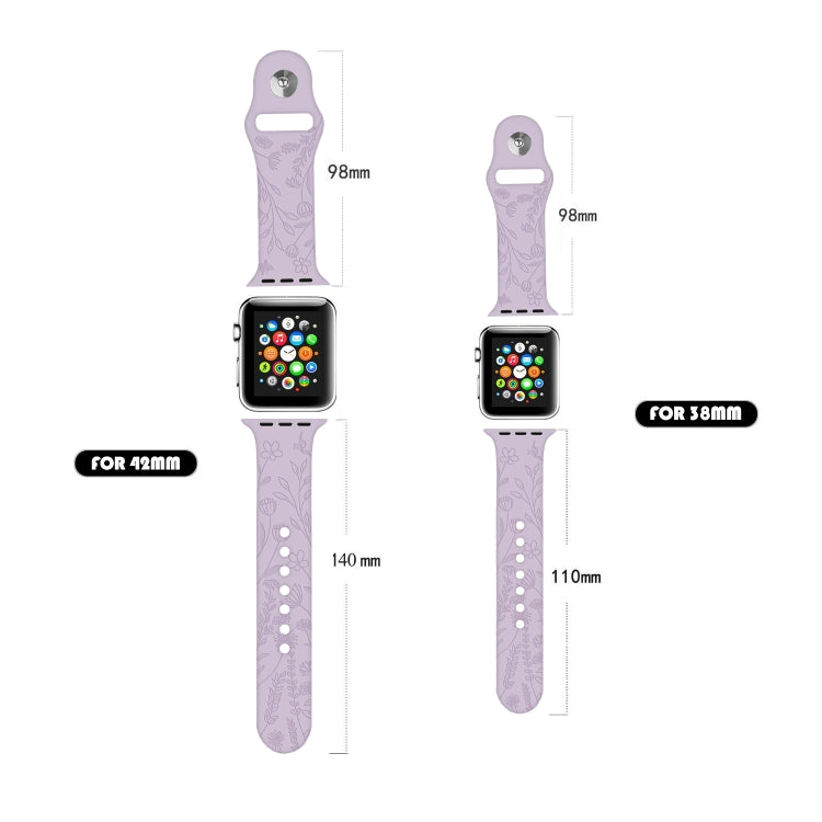 Butterflies Love Flower Embossing Silicone Watchband For Apple Watch Series