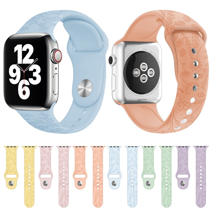 Butterflies Love Flower Embossing Silicone Watchband For Apple Watch Series