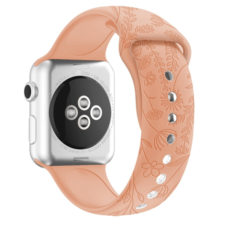 Butterflies Love Flower Embossing Silicone Watchband For Apple Watch Series