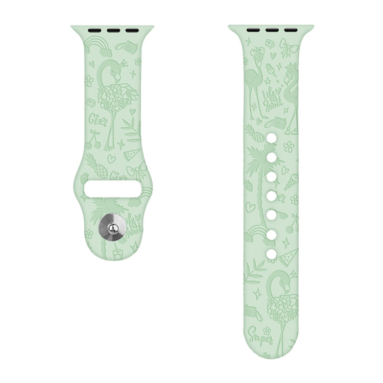 Flamingo Embossing Silicone Watchband For Apple Watch Series