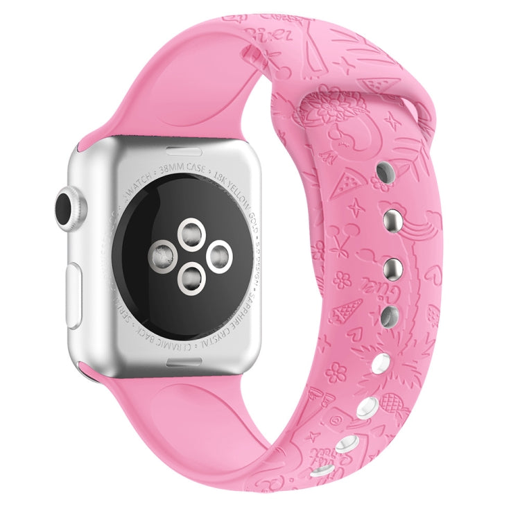 Flamingo Embossing Silicone Watchband For Apple Watch Series