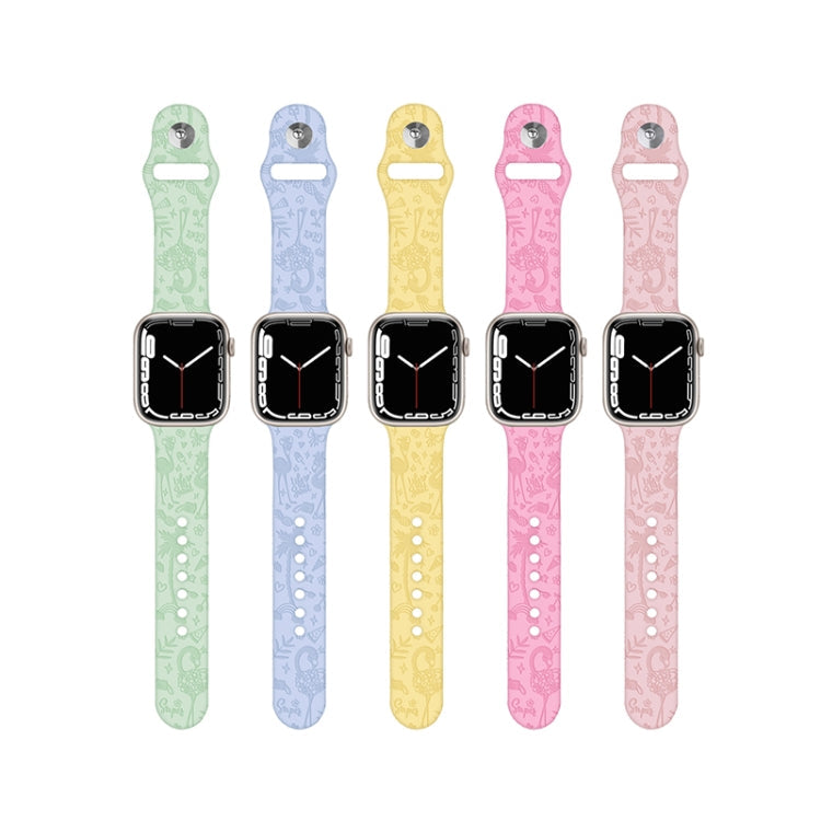 Flamingo Embossing Silicone Watchband For Apple Watch Series