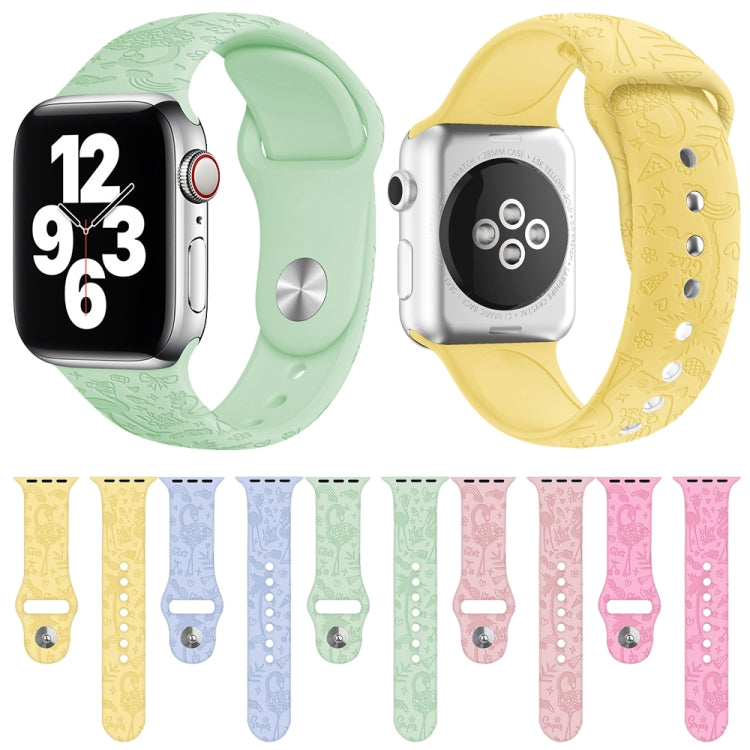 Flamingo Embossing Silicone Watchband For Apple Watch Series