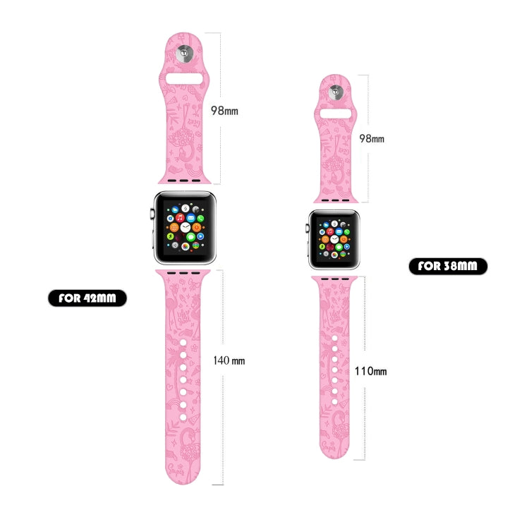 Flamingo Embossing Silicone Watchband For Apple Watch Series