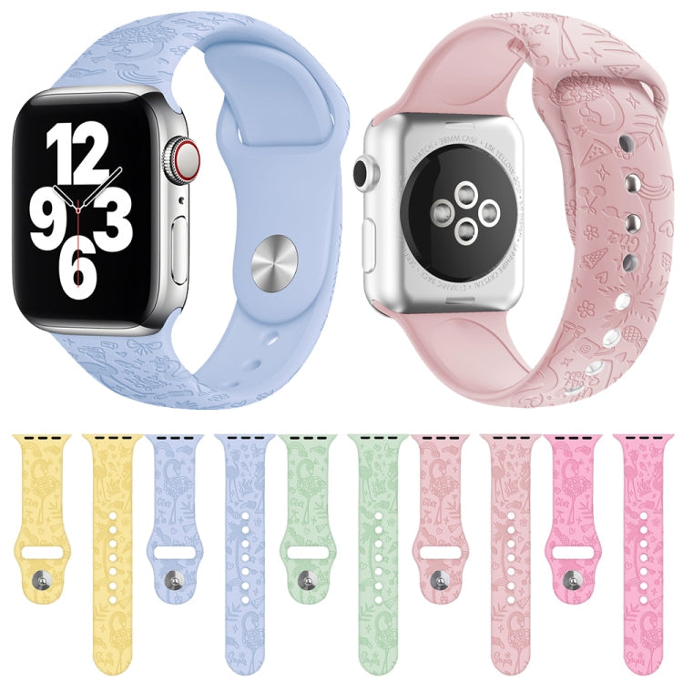 Flamingo Embossing Silicone Watchband For Apple Watch Series