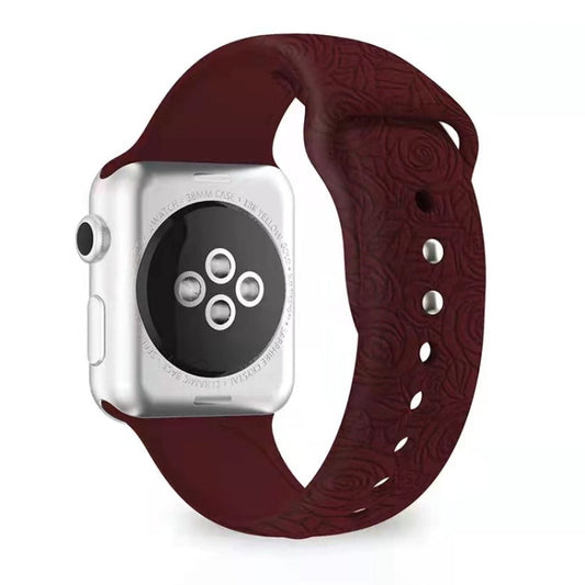 Rose Embossing Silicone Watchband For Apple Watch Series