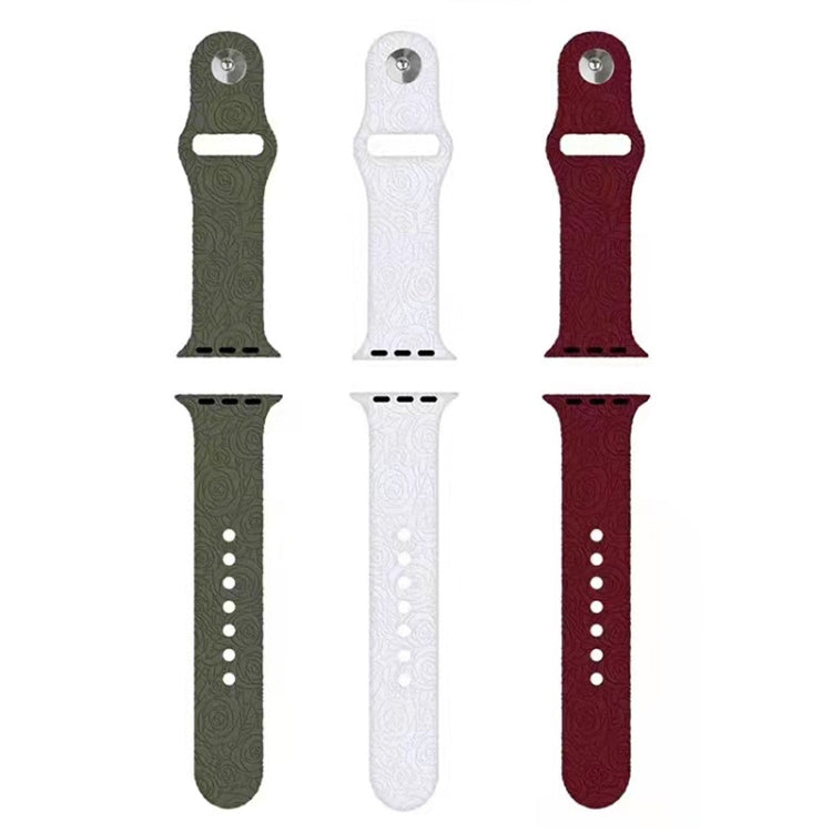 Rose Embossing Silicone Watchband For Apple Watch Series